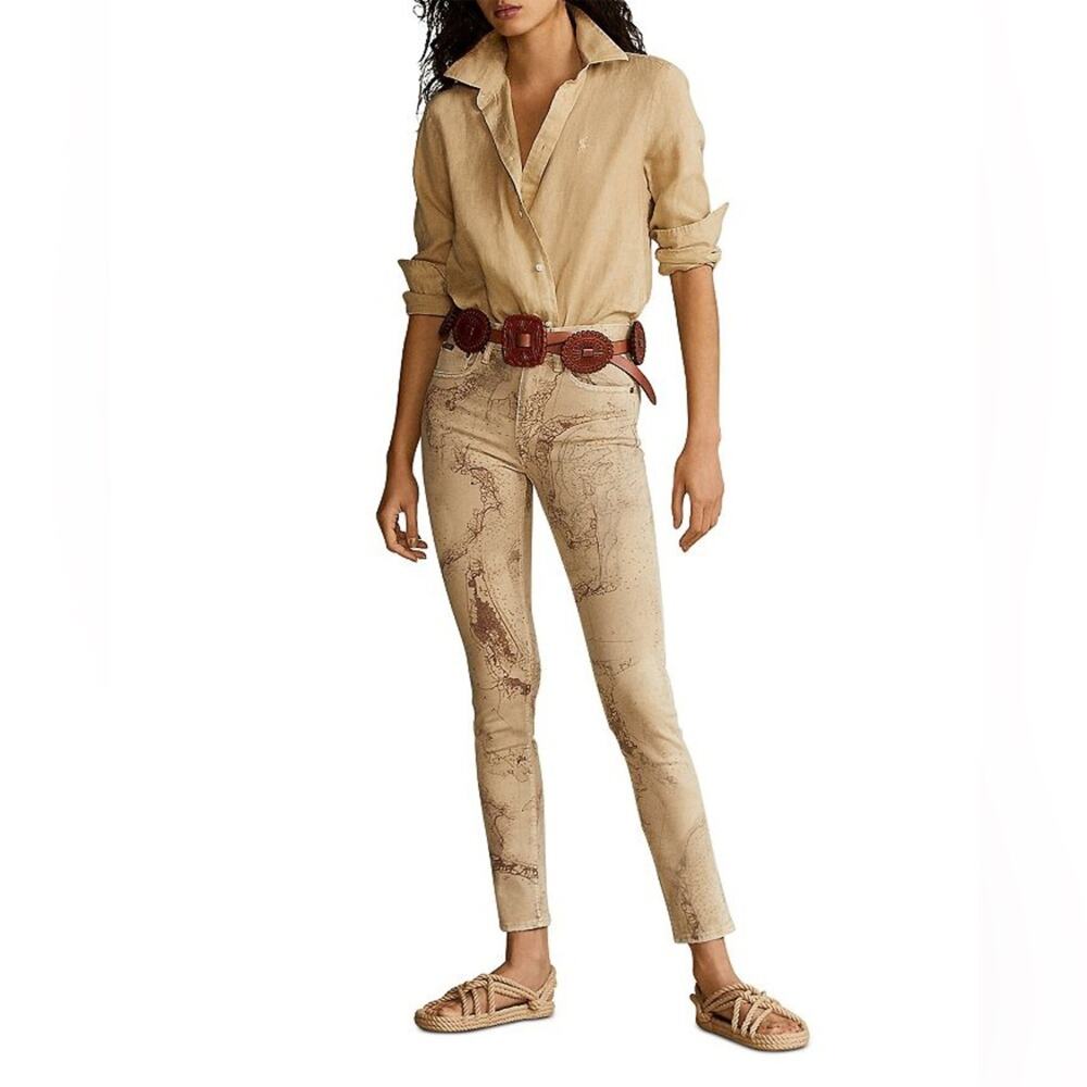 NEW Polo Ralph Lauren Tompkins Skinny Jeans in Tan Map